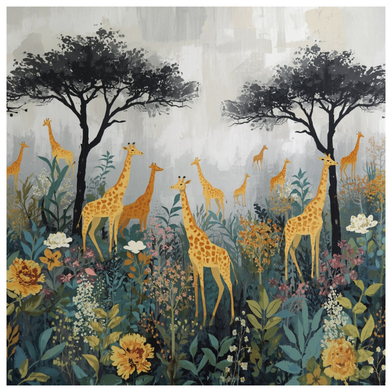 Tapis de bain Girafes In Wildflowers, L 24 po x L 17 po