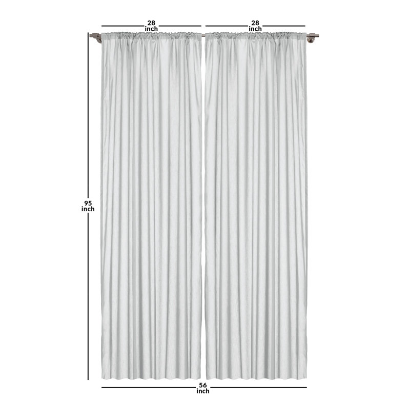 Vintage Floral Black and White Microfiber Curtain Set, 56" x 95"