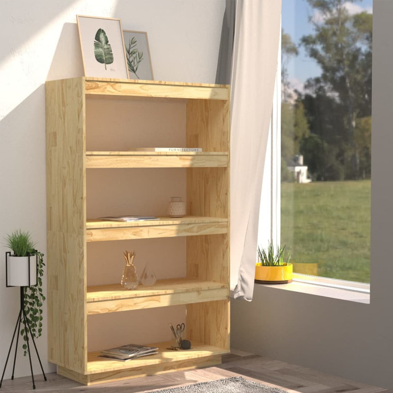 Goshgar 135cm H Solid Wood Etagere Bookcase, Brown, 135cm H x 80cm W x 35cm D