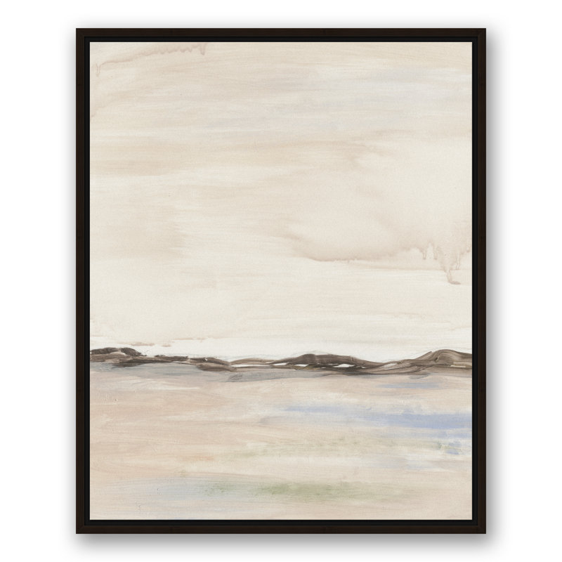 " Neutral Soft Landscape ", Brown Floater Frame Canvas, 31.75" H x 25.75" W x 1.75" D