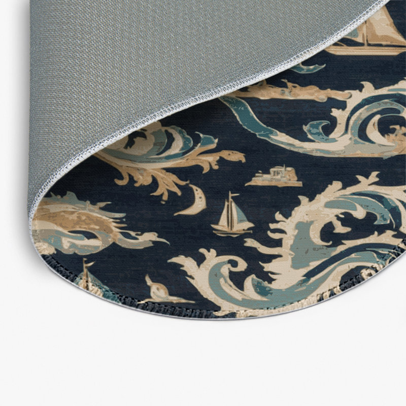 Persian Gray Indoor and Outdoor Area Rug, Round 5'