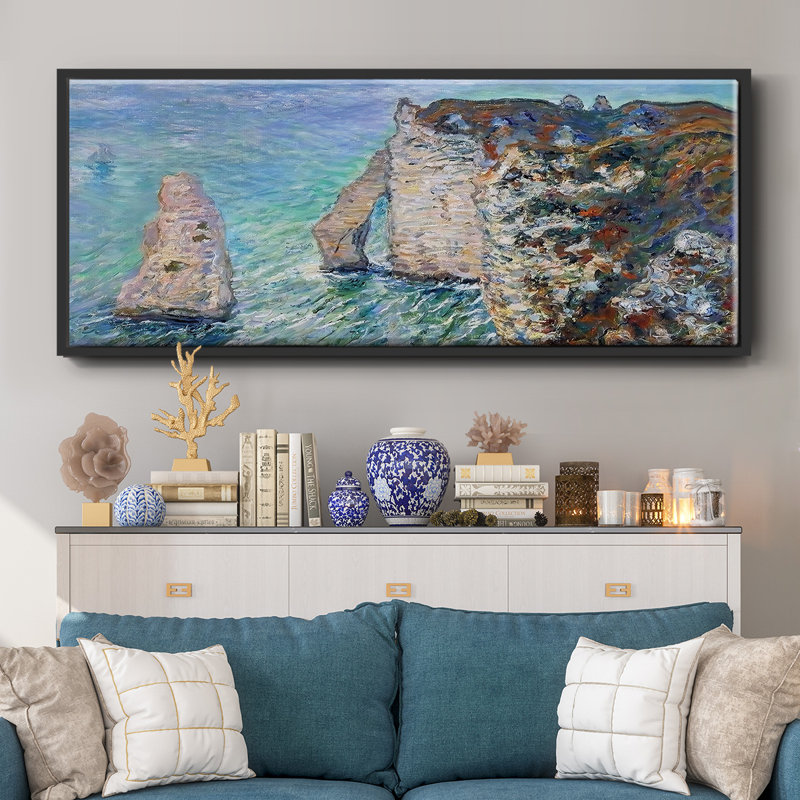 The Rock Needle and the Porte d'Aval, 1886 q - Framed Canvas, 20" H x 50" W