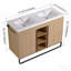 Meuble-lavabo autoportant de 122 cm (48 po) avec lavabo double en résine, 2 portes à fermeture amortie et 3 étagères de rangement ouvertes, emballage démonté, contreplaqué