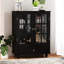 Buffet noir avec compartiment et tablettes réglables, pour le salon, la salle à manger - peint à base d'eau, mécanisme de coulissement fluide, armoire à tiroirs minimaliste, tiroir double-1698119916