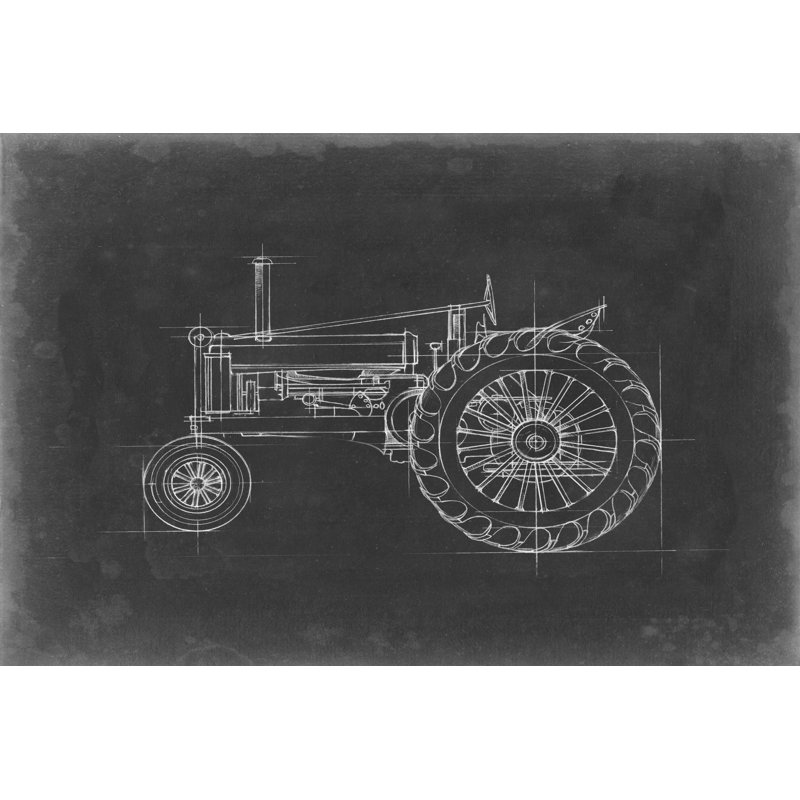 Tractor Blueprint IV by Ethan Harper - Graphic Art Print, Wrapped Canvas, 61cm H x 91cm W