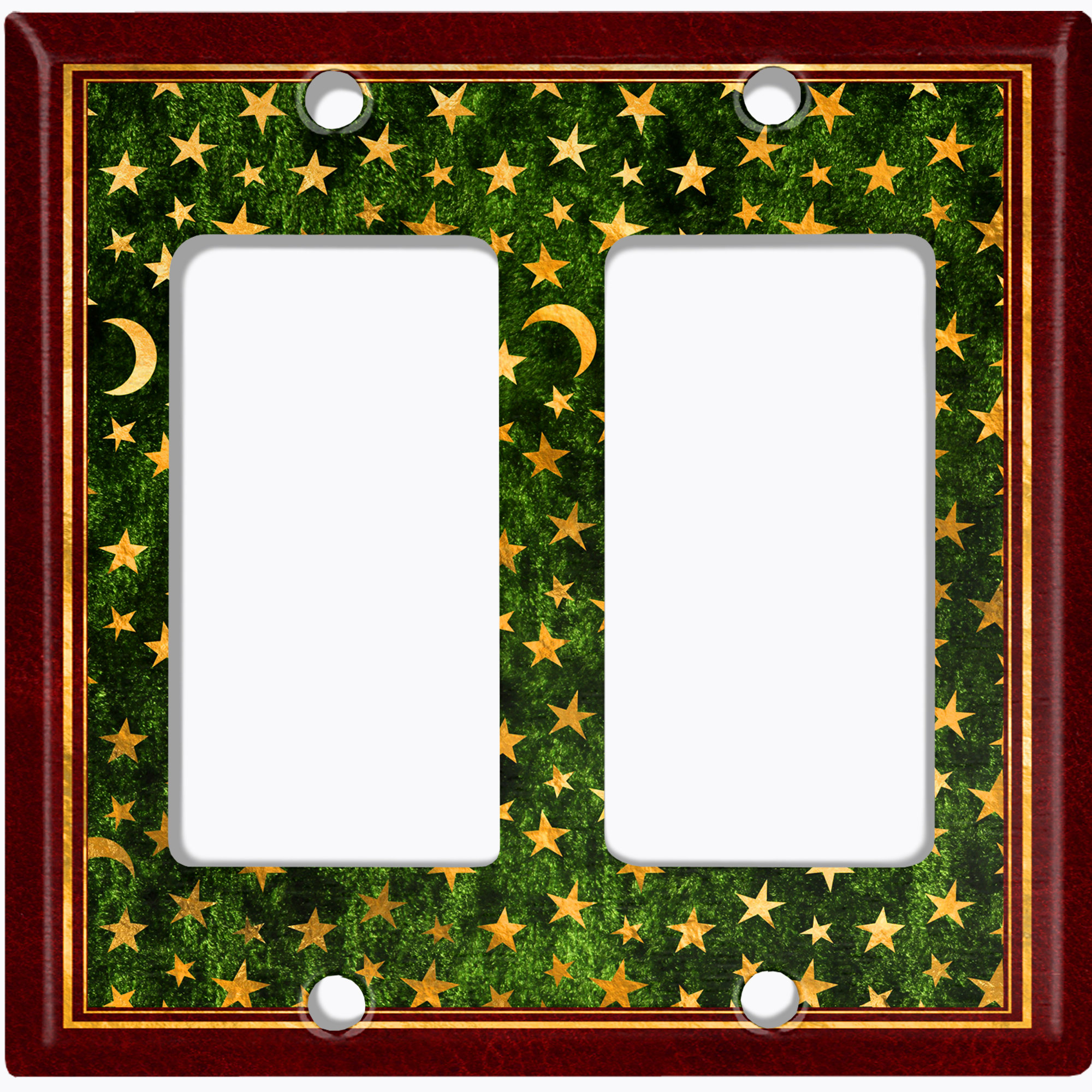 WorldAcc Metal Light Switch Plate Outlet Cover (Green Star Night Red ...