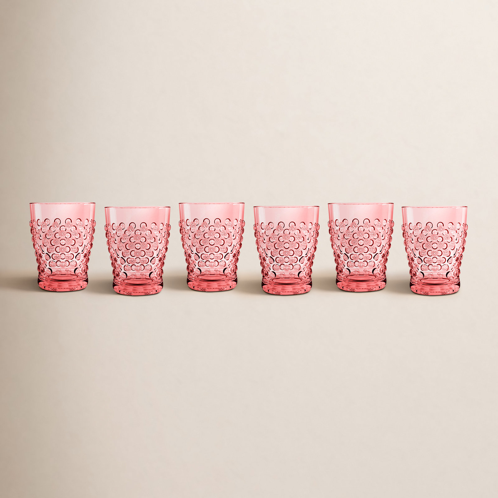 Hobnail Acrylic Drinking Glasses, 14 oz, Pink