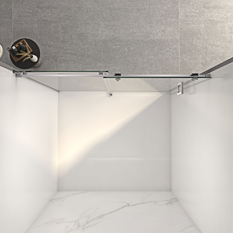 Porte de douche coulissante sans cadre, Nickel brossé