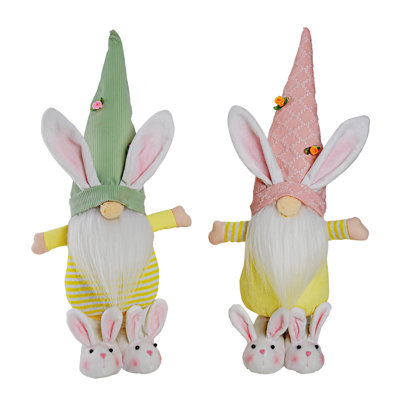 20" Bunny Shoed Gnomes, Set of 2