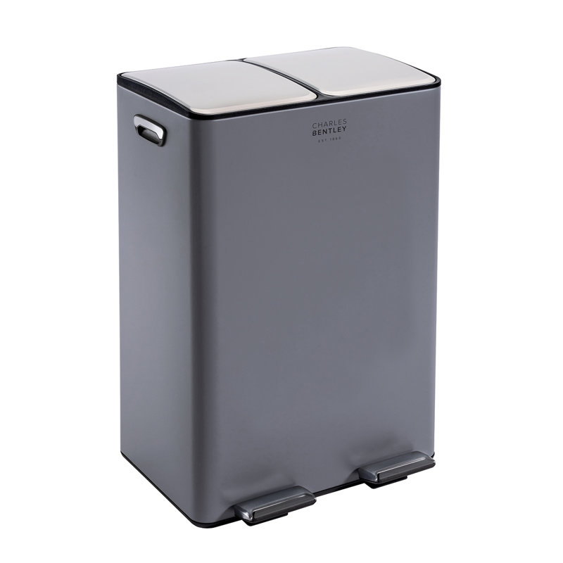 Holmwith Step On Multi-Compartment Rubbish & Recycling Bin - 60L, Grey