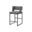 Tabouret de bar, hauteur de comptoir, ensemble de 2, cuisine, tissu gris, métal noir, contemporain, moderne-1620797436