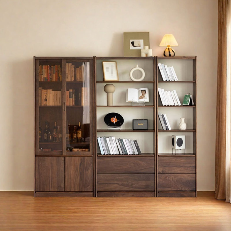 High quality black walnut solid wood bookcase