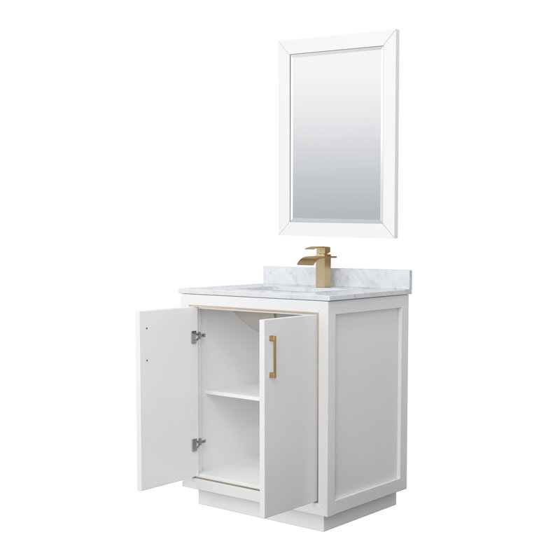 30'' W Single Vanity, Satin Bronze, White