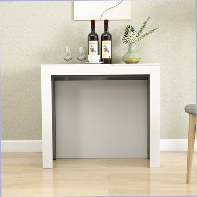 Table de salle à manger extensible moderne multifonctionnelle avec prise de courant, table extensible peu encombrante avec rangement pour les fêtes, les mariages, les réunions et les célébrations