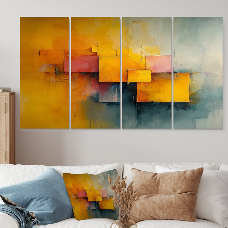 Geometric Pulse Optique Ar VI - Pulse - Art mural moderne pour le salon, 4, H 28 po x l 48 po