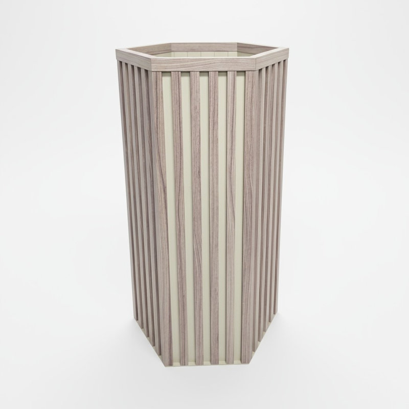 Hexagon Column Planter, 30.25" H x 14.38" W x 16.5" D, Ash Brown