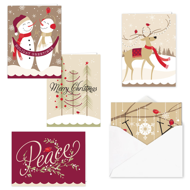 Christmas Deer, Bird Card Or Card Holder