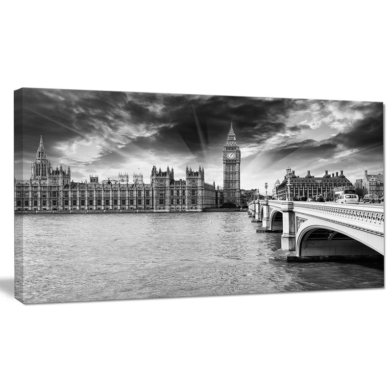 «Westminster Palace in Grey Shade», reproduction de photo sur toile tendue, H 28 po x l 60 po x P 1,5 po