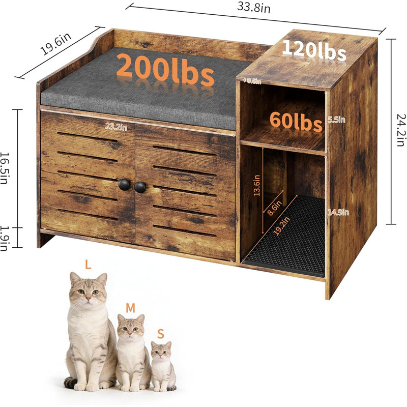 Enceinte cachée pour litière pour chat, Brun