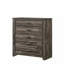 Mobilier de chambre à coucher 1 tiroir rustique contemporain à finition brune avec cinq tiroirs de rangement