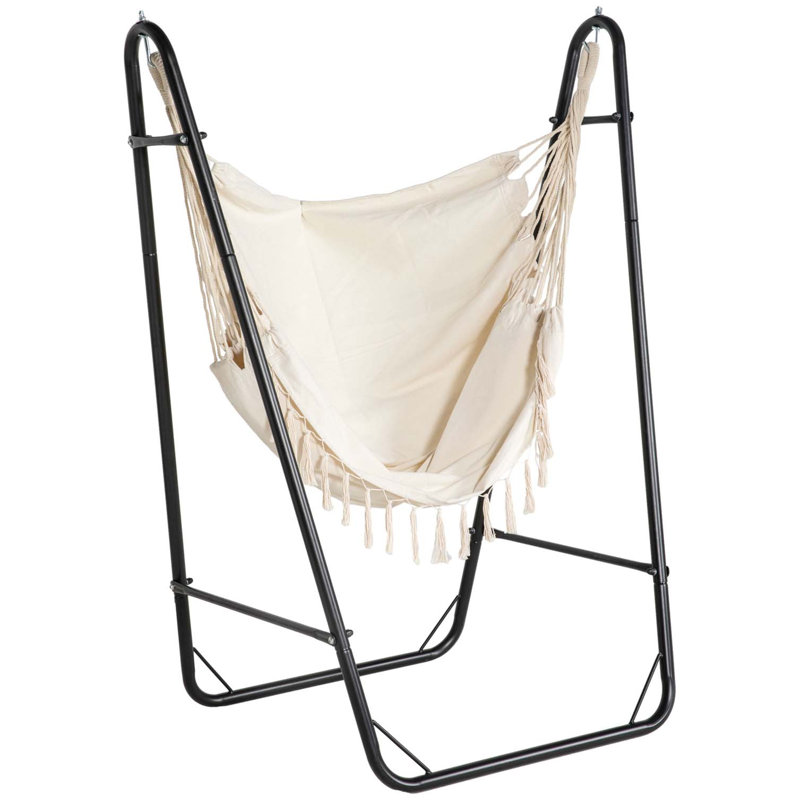Chaise de hamac avec support en U Outsunny, Noir