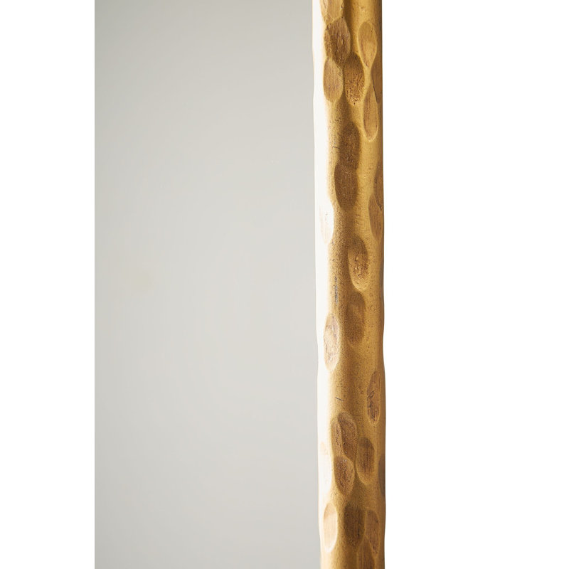 Hammered Flat Solid Wood Wall Mirror, Gold