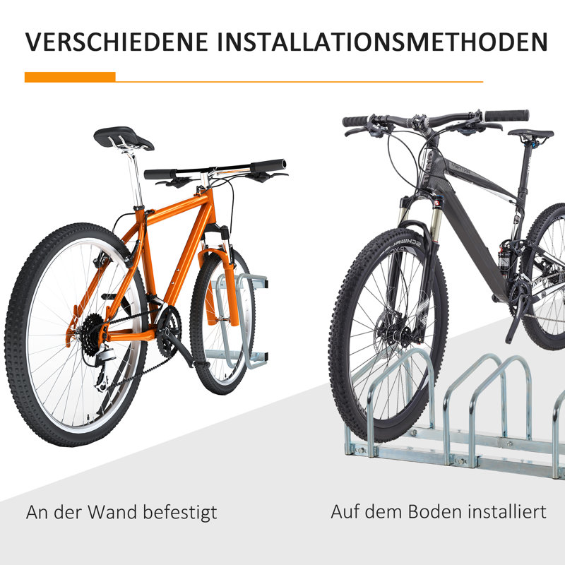 Alvetta Bike Stand Parking Rack Floor/Wall Mount, 4 Racks Silver