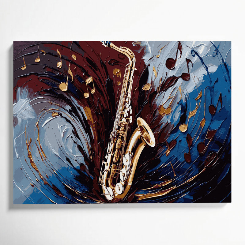 «Music Saxophone Brown», art mural sur toile, H 20 po x l 24 po