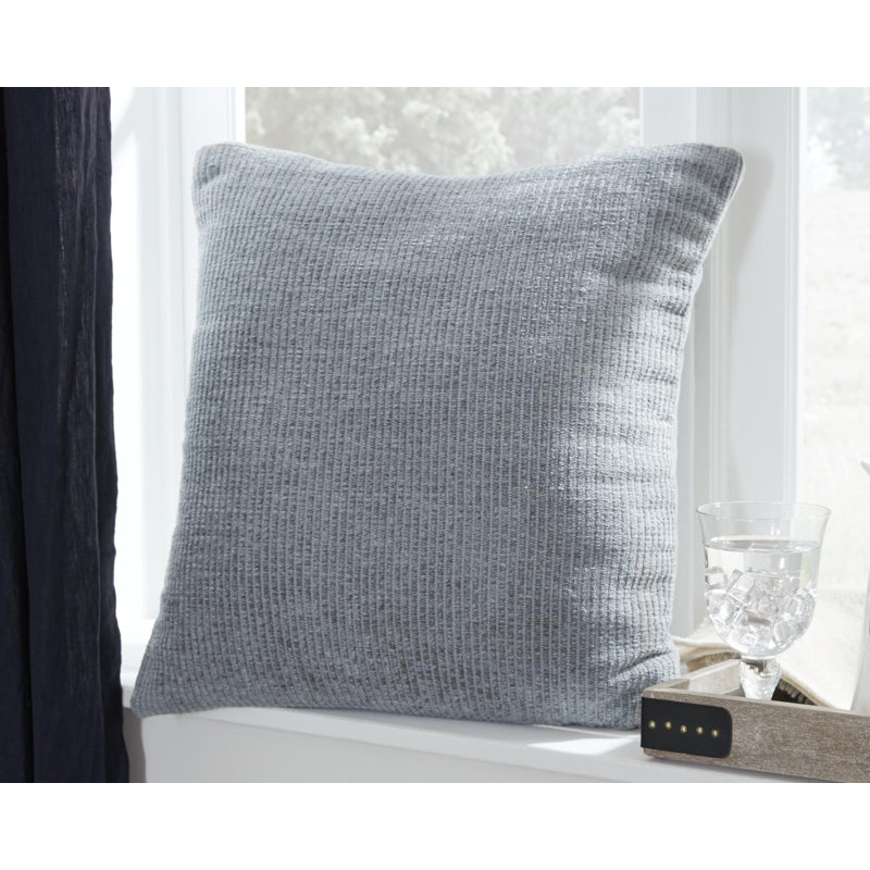 Larae 20'' Gray Textured Square Throw Pillow