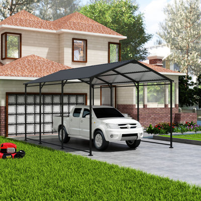 Metal Garage Canopy 1015 Ft With Weather- Galvanized Roof - Long-Term Use Outdoor Heavy Duty Carport Vehicle Storage Solution