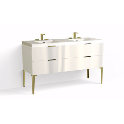 Avila 60" W Freestanding Double Bathroom Vanity with Dean Leg
