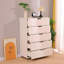 Commode de rangement blanche à 5 tiroirs avec roulettes - Armoire de rangement moderne-2031745799