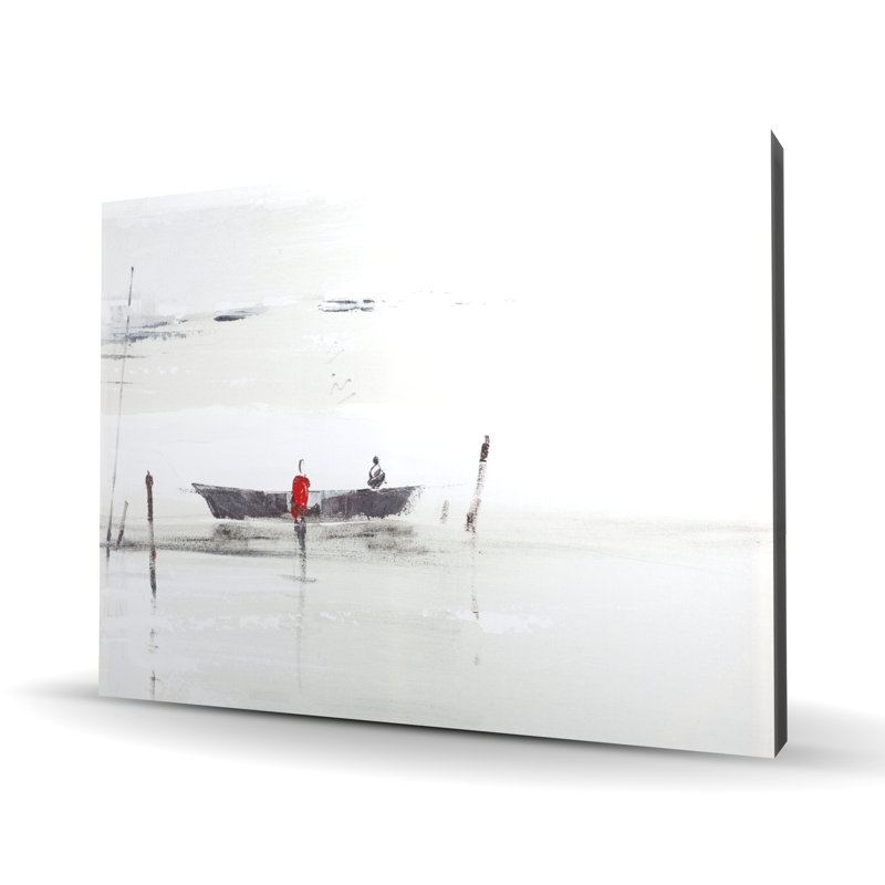 Toile bateau minimaliste sur le lac | Salon Home Decor