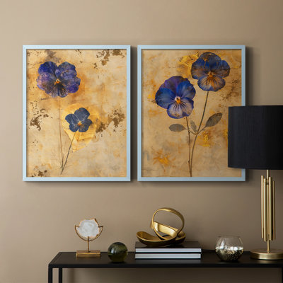 FLORAL Series XXXIV - reproduction encadrée de qualité supérieure - prête à être accrochée - aucun clou requis - aucun clou requis