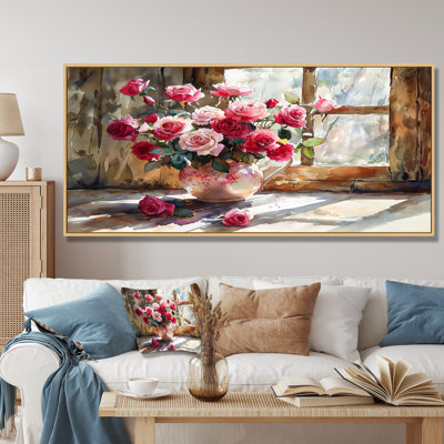 «Summer Rose Delight Bouquet At The Farm I - Roses», art mural sur toile