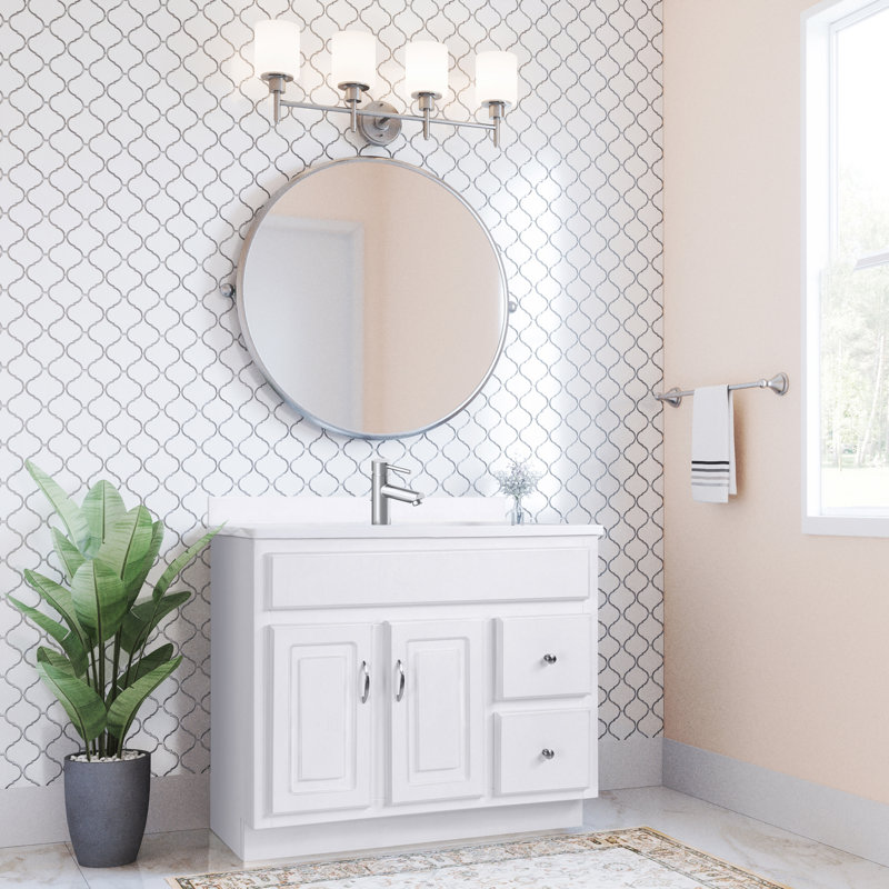 Meuble-lavabo blanc Concord de 37 po avec comptoir à un trou, entièrement assemblé