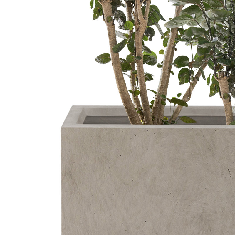 Handmade Pot Planter, Weathered Concrete, 15.7" H x 31.4" W x 12.7" D