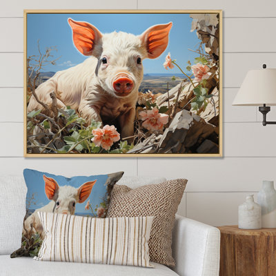 " Pink Curious Piglet Pastoral "