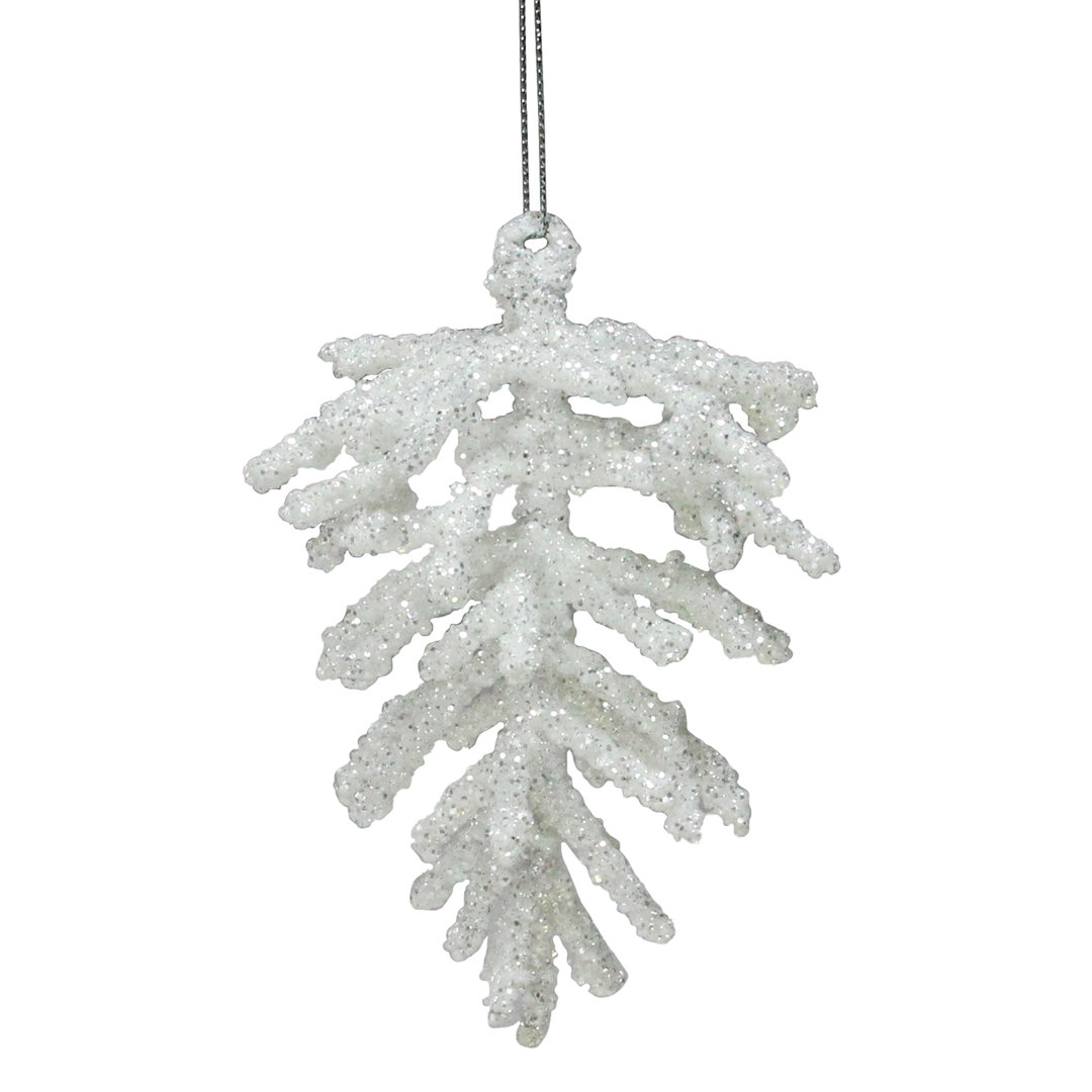 5" White and Silver Glitter Pine Cone Christmas Ornament Northlight Seasonal