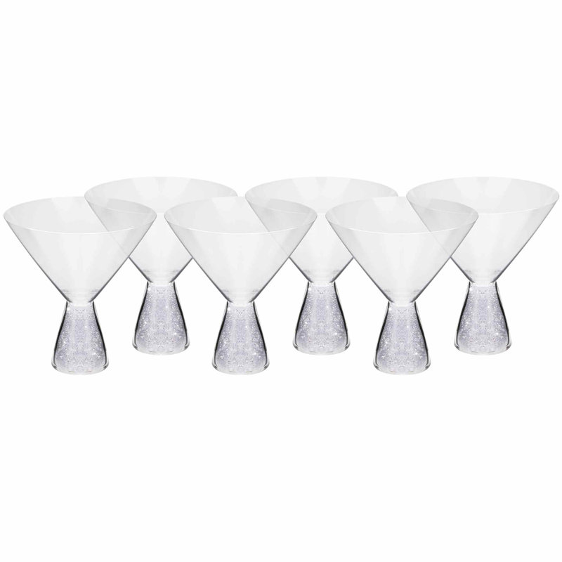 Crystal-Filled Stemless Martini Glass Set of 6