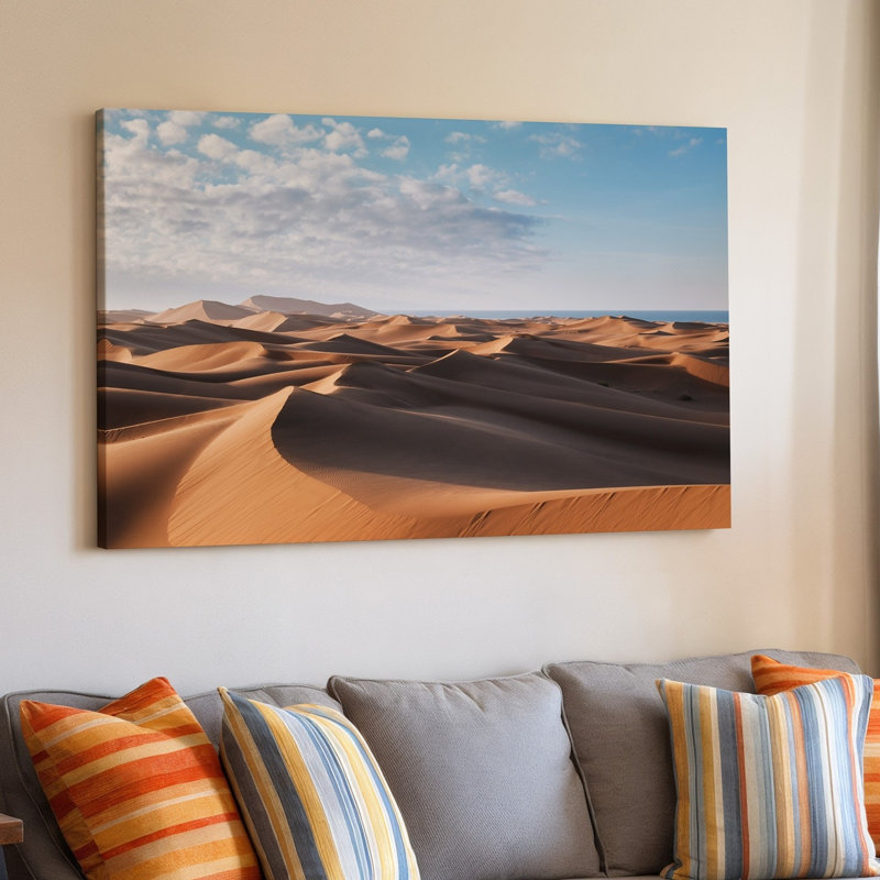 Reproduction d'art sur toile, "Un vaste paysage désertique avec dunes de sable", H 11 po x l 14 po