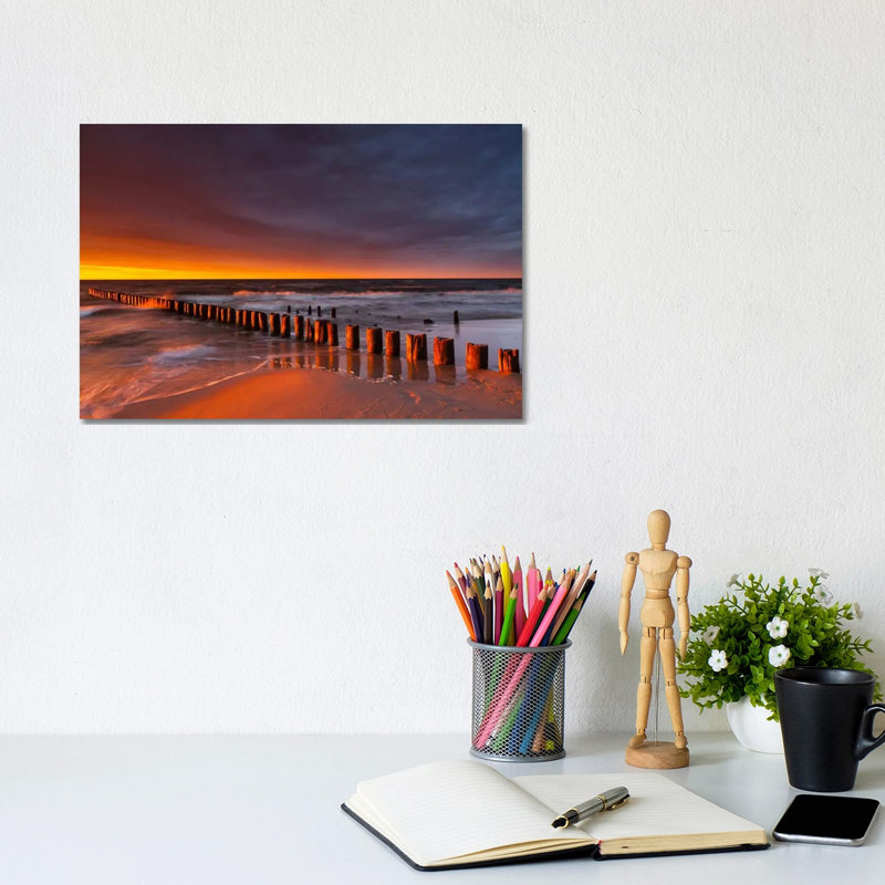 Poland, Baltic Sea, Dziwnow, Sunset IV by Mikolaj Gospodarek - Wrapped Canvas Painting, 20.32 cm H x 30.48 cm W