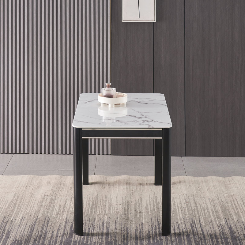 Hannahs White Marble Effect Dining Table With 4 Monza Velvet Chairs, Green