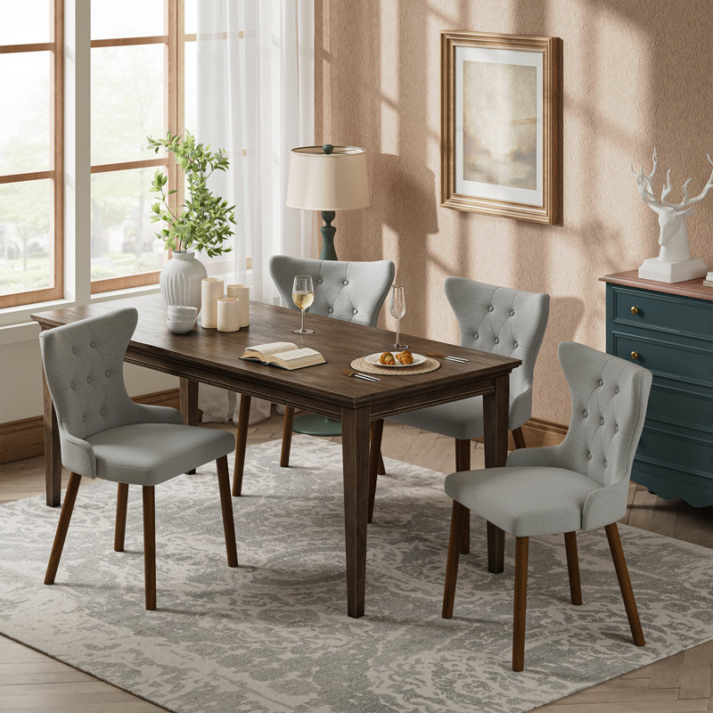 Philibert 20.5''W Mid-century Modern Dining Chair With Solid Wood Legs(Set Of 4), Gray