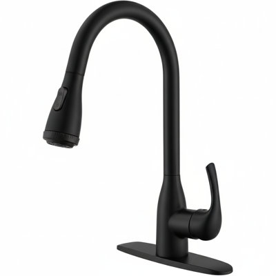 Single Handle High Arc Matte Black Pull Out Kitchen Sink Faucet With 4 Spraying Modes,single Level Stainless Steel With Pull Down Sprayer
