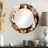 Retro Vintage Abstract Pink And Gold Flowers I - Floral Decorative Wall Mirror, Pink Round Mirror, Printed Metal Art-99619712