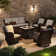 Arde 7-Person Outdoor Wicker Patio Set with Fire Pit Table & Swivel Chairs