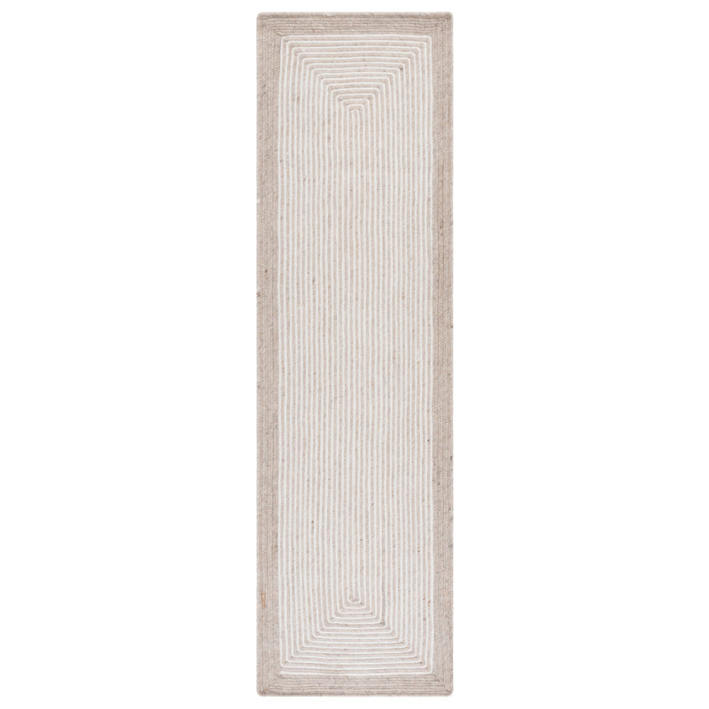 Tapis beige / ivoire en laine / coton tissé à la main Aria, Tapis de couloir 2 pi 3 po x 8 pi