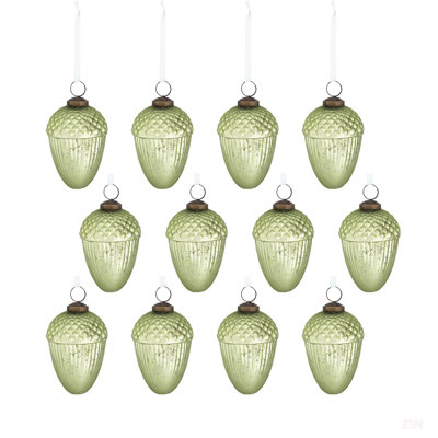 Set Of 12 Glass Tear Drop Ornaments, Elegant Holiday Decor For Christmas Trees And Festive Events, 2.8X2.8X4.3 Inches
