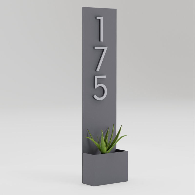 Plaque d'adresse murale debout, Argent, Oui, Gris